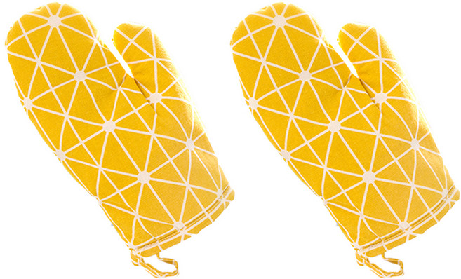 허니잼 북유럽 주방장갑, 체크옐로우, 2개