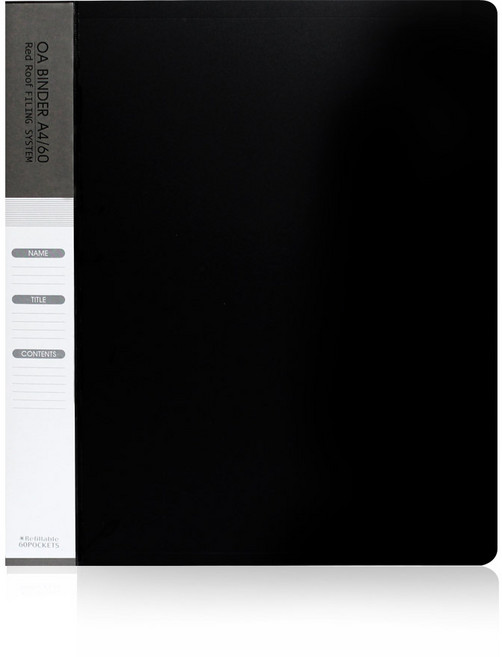 빅드림 A4 60매 OA 클리어바인더 속지추가 가능 화일, 블랙, 1개