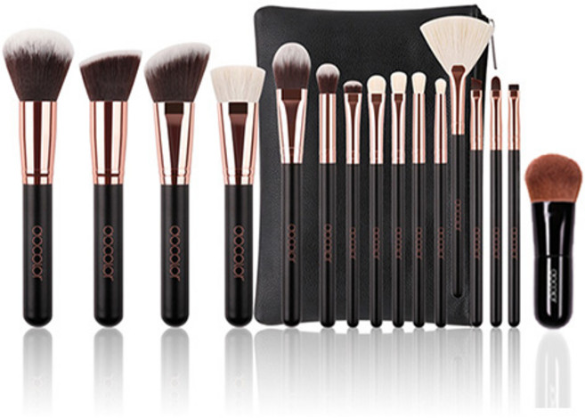 두칼라 로즈골드 앤 미니 가부키 브러쉬 16p + 파우치 세트, 블랙, 1개