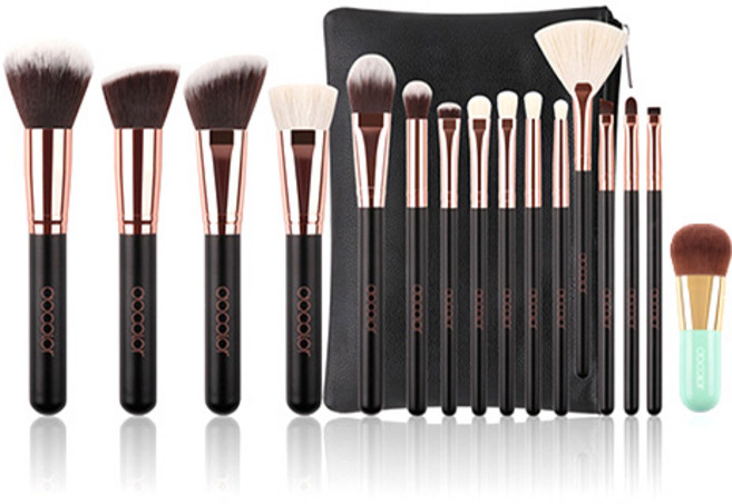 두칼라 로즈골드 앤 미니 가부키 브러쉬 16p + 파우치 세트, 민트, 1개