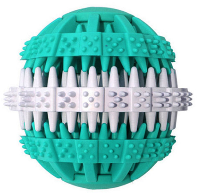 AnTs 반려동물 천연고무 간식 장난감 톱니 원형 S, 민트, 1개