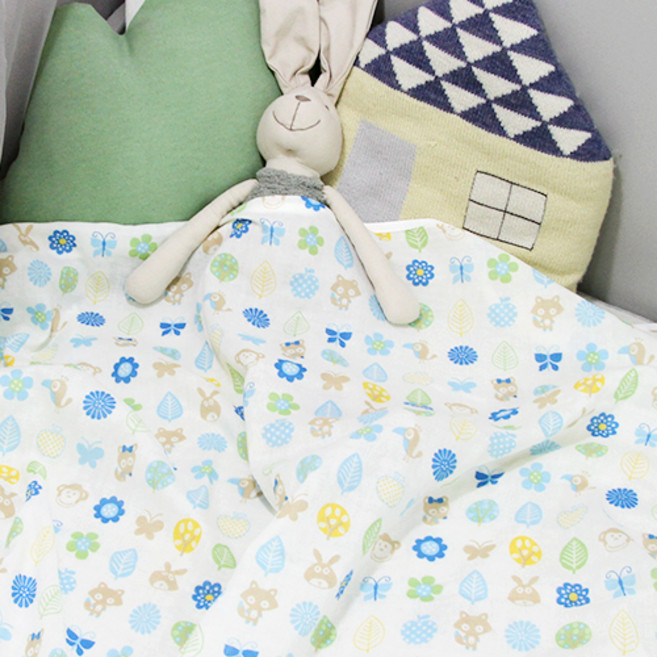 오즈맘 면 100% 이중거즈 보들보들 유아 여름 블랭킷, 스무디베이비 블루