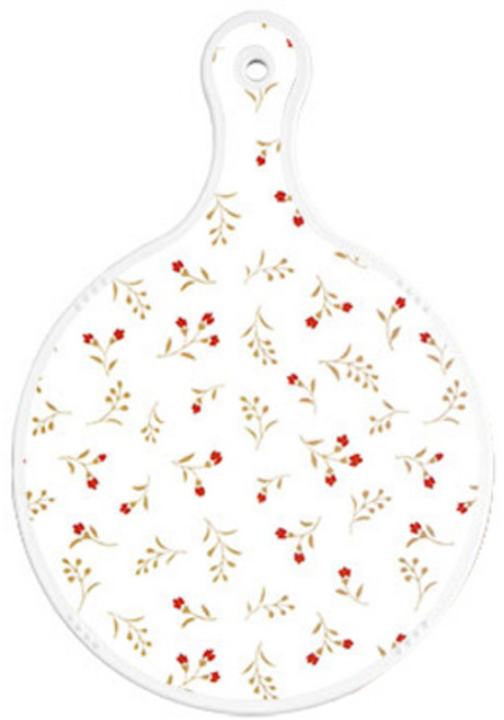 로엠디자인 양면 원형 서빙 도마 보드 장단색꽃고비, 적황색라인아트, 1개