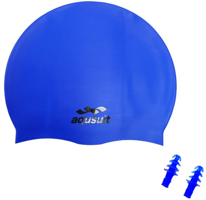 티앤비 Aqusuit 수영모자 + 귀마개 랜덤 발송, 블루, 1개