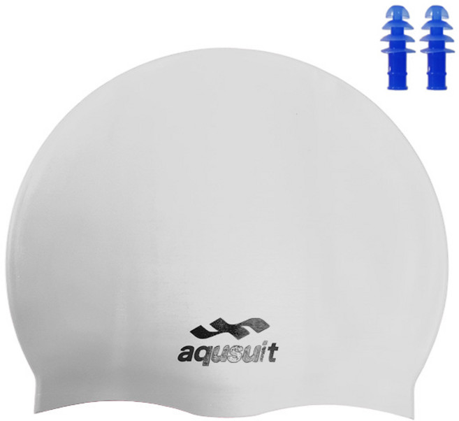 티앤비 수영모자 Aqusuit TG 2500MR + 귀마개 랜덤 발송, 화이트, 1개