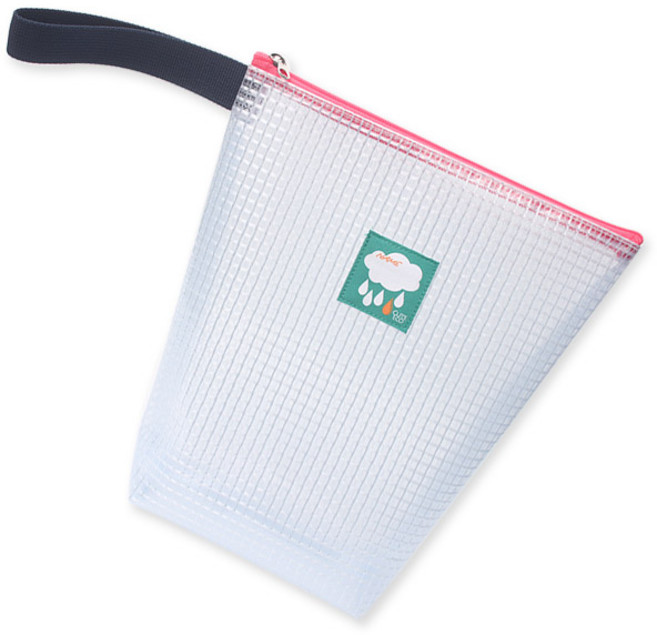 큐트에코 NEW 투명 방수 네임 라벨 롱 파우치 보냉백, 피치