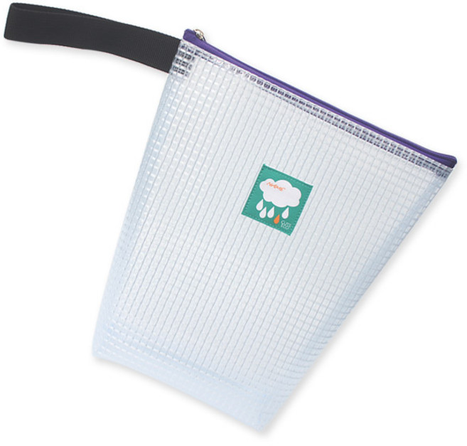 큐트에코 NEW 투명 방수 네임 라벨 롱 파우치, 퍼플