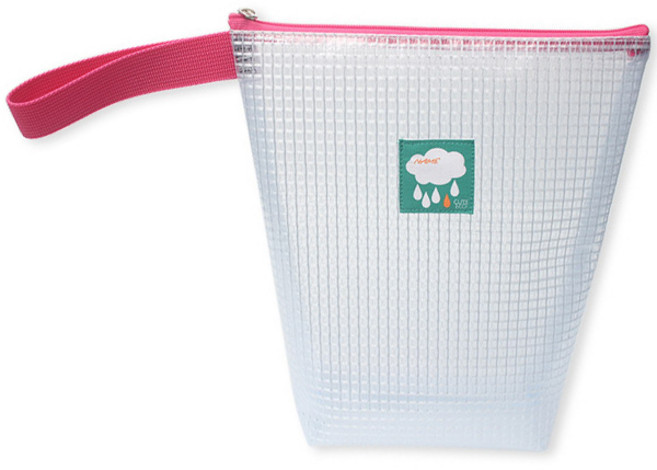 큐트에코 NEW 투명 방수 네임 라벨 롱 파우치, 핑크