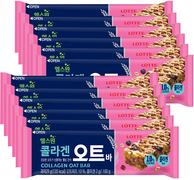 롯데제과 헬스원 콜라겐 오트 바, 29g, 12개