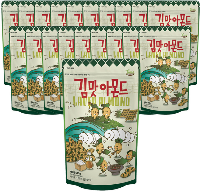탐스팜 김맛 아몬드, 210g, 20개