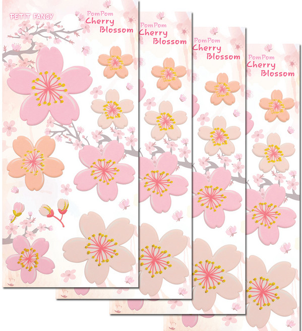 쁘띠팬시 Pom Pom Cherry Blossom, 혼합 색상, 4개