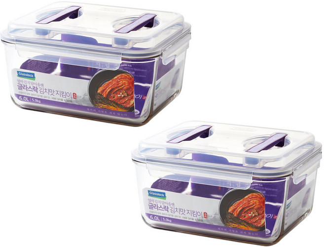 글라스락 퍼플에디션 김치맛 지킴이 밀폐용기, 6L, 2개