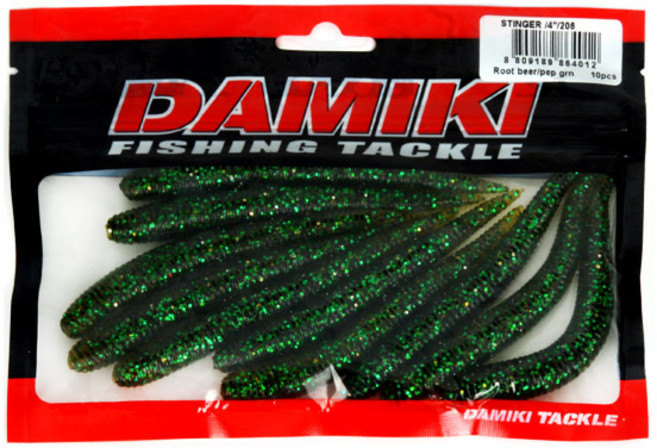 다미끼 스팅거 4인치 민물루어미끼 세트, 206ROOTBEERPEPPERGREEN, 6.2g, 10개