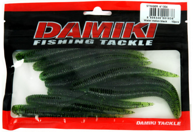 다미끼 스팅거 4인치 민물루어미끼 세트, 304WATERMELONBLACK, 6.2g, 10개