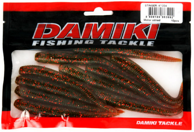 다미끼 스팅거 4인치 민물루어미끼 세트, 204MOTOROILRED, 6.2g, 10개