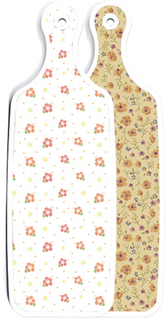로엠디자인 양면 디자인 서빙 도마 자황색플라워, 훈색나팔꽃화이트, 1개