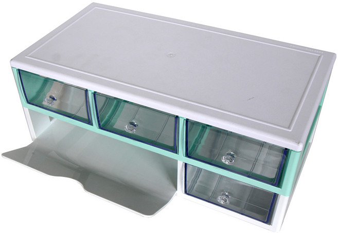 하라코리아 다용도 2단 4칸 A4 서랍 정리함 2WM-AS, 화이트 + 민트, 1개