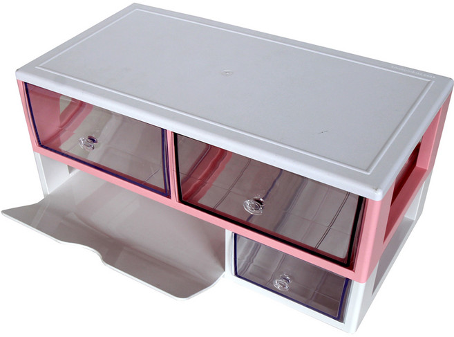 하라코리아 다용도 2단 3칸 A4 서랍 정리함 2WP-AX, 화이트 + 핑크, 1개