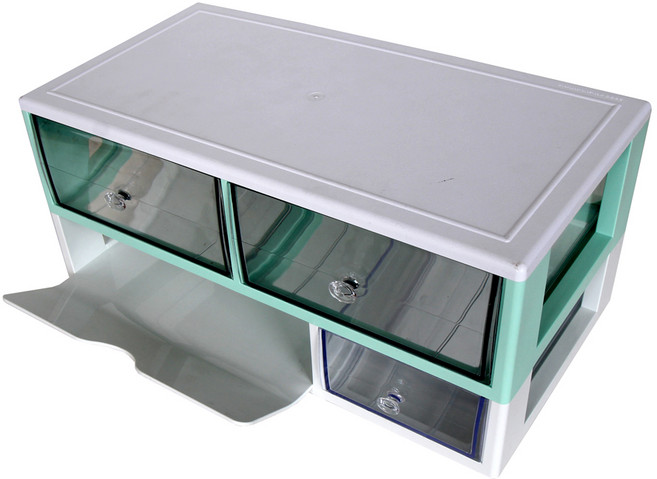 하라코리아 다용도 2단 3칸 A4 서랍 정리함 2WM-AX, 화이트 + 민트, 1개