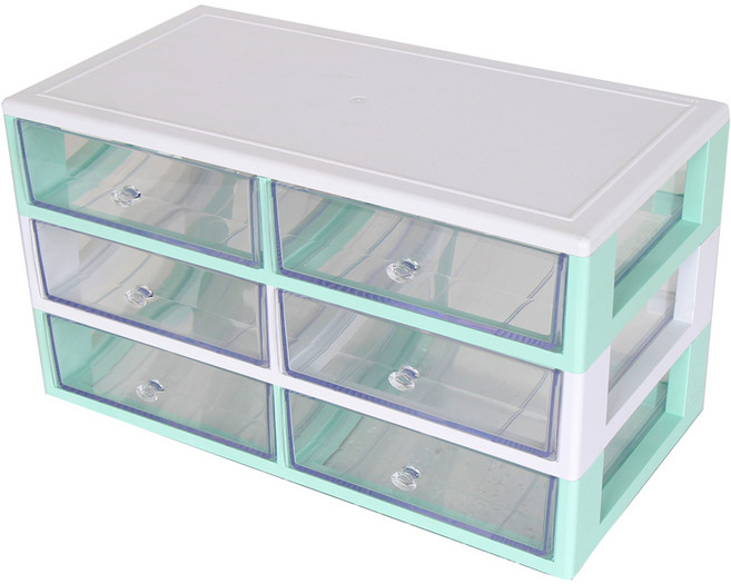 하라코리아 다용도 3단 6칸 정리함 3MW-LLL, 민트 + 화이트(커버), 1개