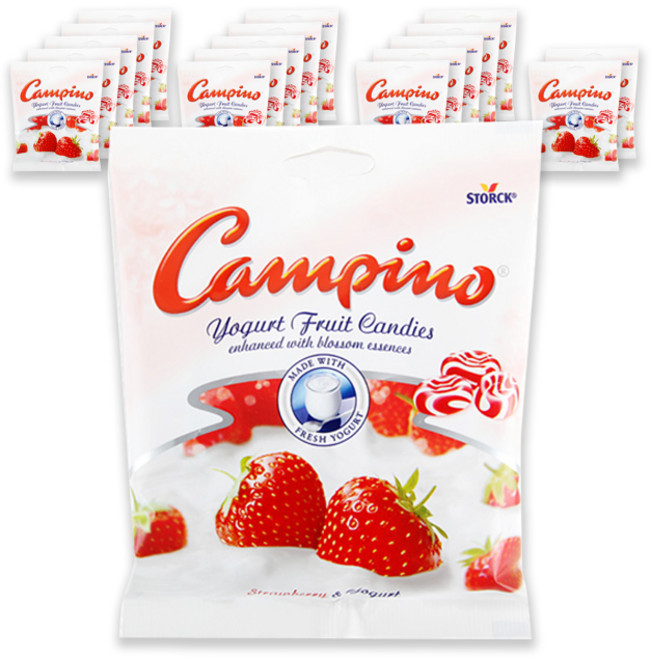 스톡 캄피노 요거트 후르츠봉봉 딸기맛캔디, 75g, 18개