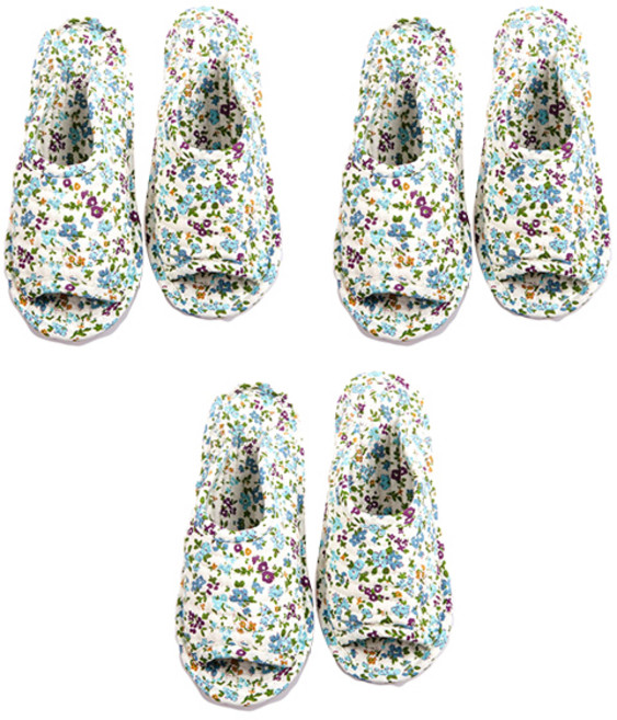 에이비엠코리아 퀼팅 거실화, 블루꽃송이, 3개