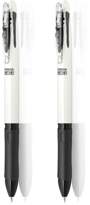 제브라 클립온 슬림 소프트 3C 3색펜 0.7mm, 화이트, 2개