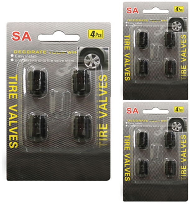 니녹 타이어 밸브캡 4p, 3개, 블랙