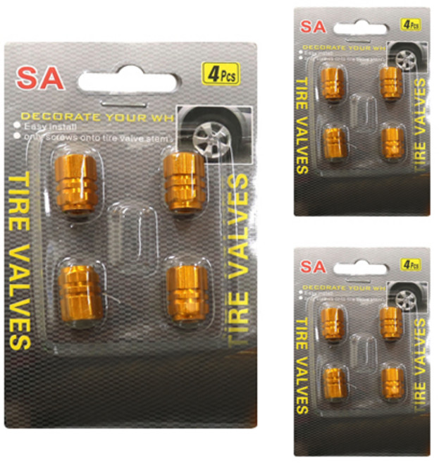니녹 타이어 밸브캡 4p, 3개, 골드