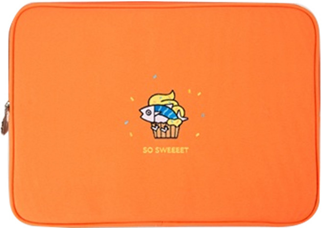 디자인아이비 GG 꼬등어 리사이클 노트북 파우치, SO SWEEET(orange), 13in, 1개