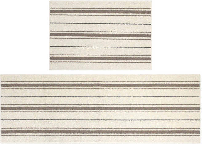 자리데코 시나앤소모 면선염ST 욕실 주방 발매트 2종세트, 베이지