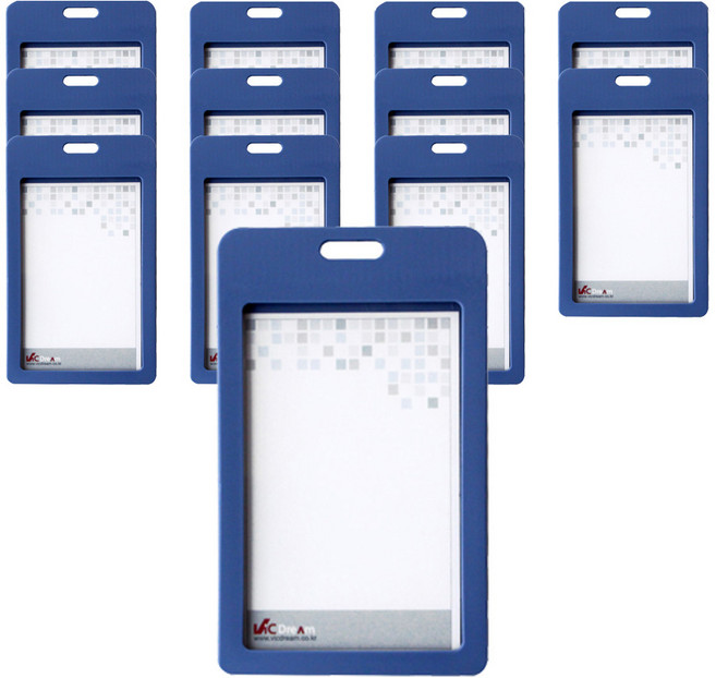 빅드림 6624 스모키 ID 사원증 카드홀더 명찰 세로형, 블루, 12개입