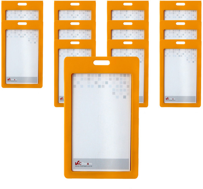 빅드림 6612 레인보우 ID 사원증 카드홀더 명찰 세로형, 오렌지, 12개입