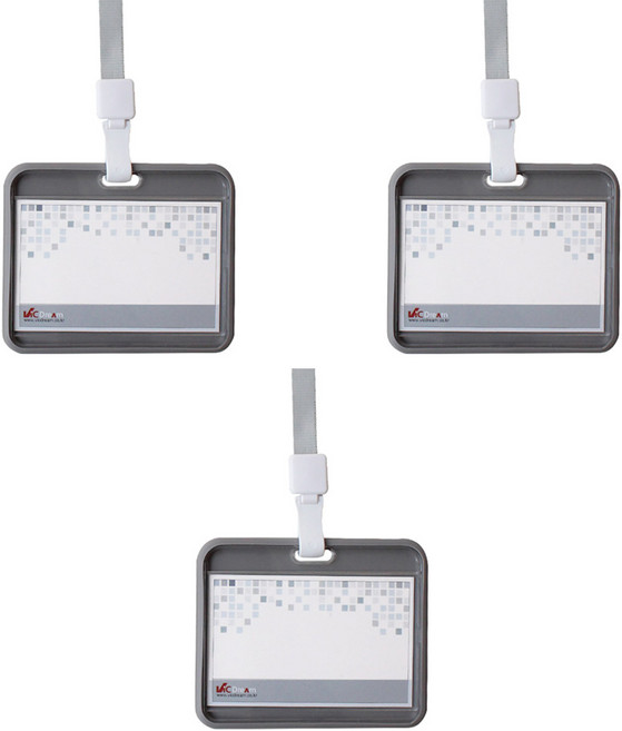 빅드림 6025 실키ID 사원증 카드홀더 명찰 + 끈 세트 가로형, 그레이, 3세트