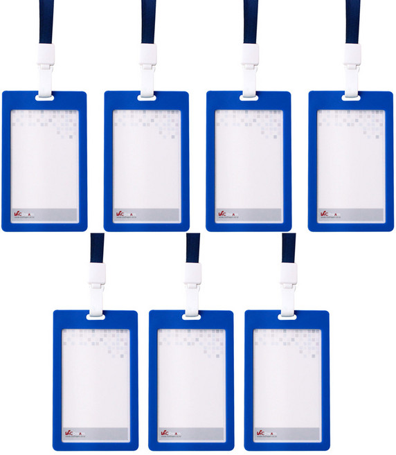 빅드림 6612 레인보우ID 사원증 카드홀더 명찰 + 끈 세트 세로형, 블루(카드홀더), 코발트블루(끈), 7세트