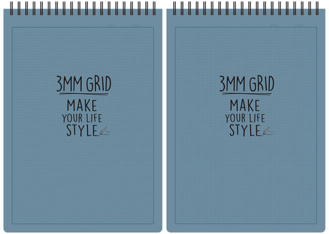 톡톡팬시 3000 3mm 그리드 상철노트, 블루, 2개입