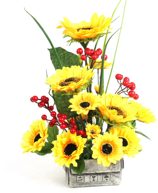 조아트 스톤 해바라기 화분, 혼합 색상, 1개