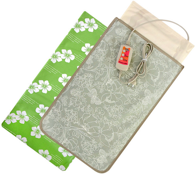 스템코리아 옥 황토 전기 온열 찜질기 민트 플라워 ON-400 + 커버 그린, ON-400(민트 플라워)