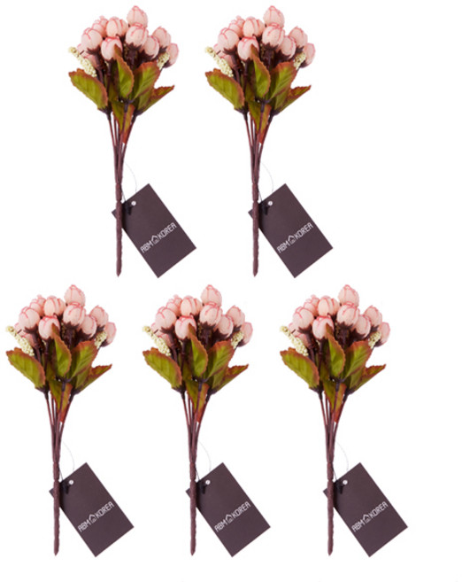 에이비엠코리아 조화 미니 장미 부쉬, 핑크베이지, 5개