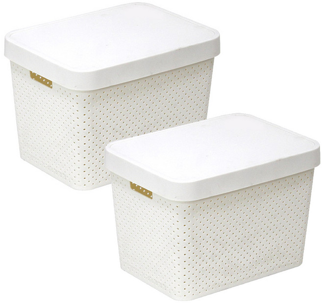 커버 바스켓, 아이보리, 대(22.2 x 31.5 x 25 cm), 2개