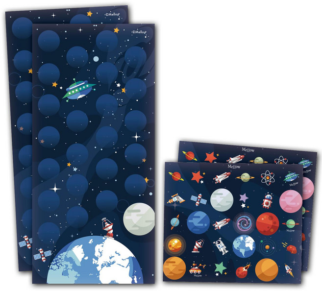 멜로우 우주 시리즈 칭찬 스티커 2p 세트, 우주 속 지구, 1세트