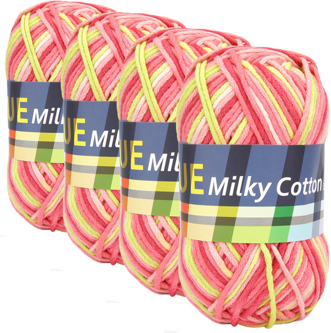 밀키코튼 BLUE 면혼방 뜨개실, C81 믹스, 4개