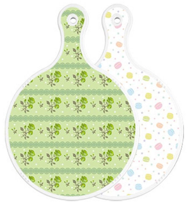 로엠디자인 양면 원형 서빙도마 그린로즈, 마카롱, 1개