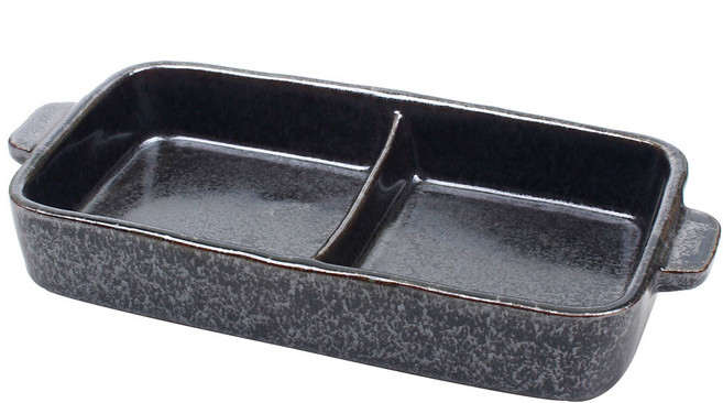 예인도예 흑 직사각 2절 귀접시 24.3 x 12.1 x 4.2 cm, 혼합 색상, 1개