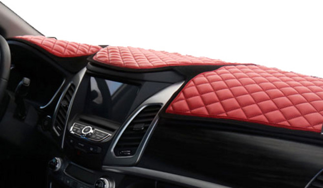 VIP 리무진 엠보 가죽 대쉬보드 썬커버, 레드, 기아 코나(센터스피커 유/HUD 유)