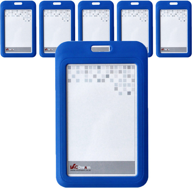 빅드림 세로형 밀키 ID사원증 카드홀더 명찰 VIC-6634, 블루, 6개입