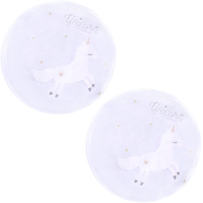 노브랜드 휴대용 미니 원형 쿨매트 화이트 유니콘, 2개입