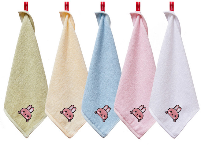 소프트터치 뱀부얀 토끼자수 고리타올 34 x 34 cm, 토끼혼합, 5개