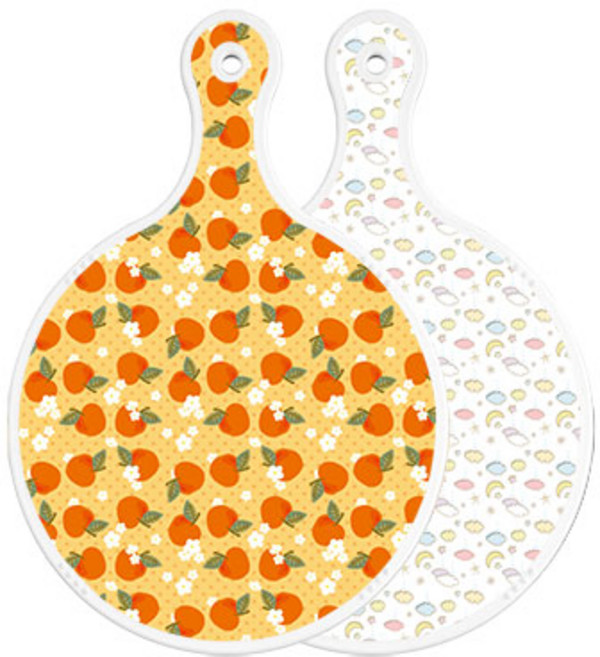 로엠디자인 양면 원형 서빙 도마 보드 오렌지복숭아, 파스텔밤하늘, 1개