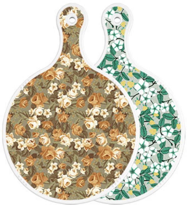 로엠디자인 양면 원형도마 토색플라워, 플라워회색, 1개